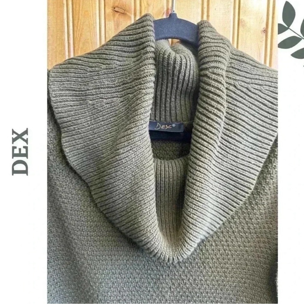 DEX Cowl Neck Sleeveless Sweater Knit Olive Medium - Picture 5 of 7